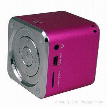Mini Stereo Portable Speaker for USB and TF Card, Built-in Lithium Battery and Multicolor